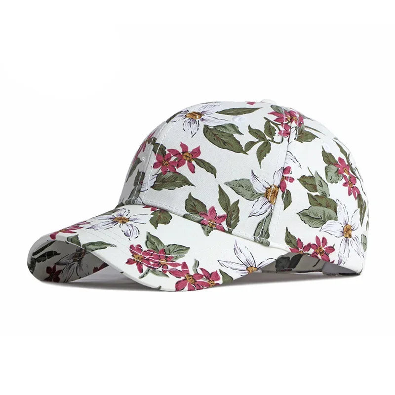 Casquette femme fleurie blanc