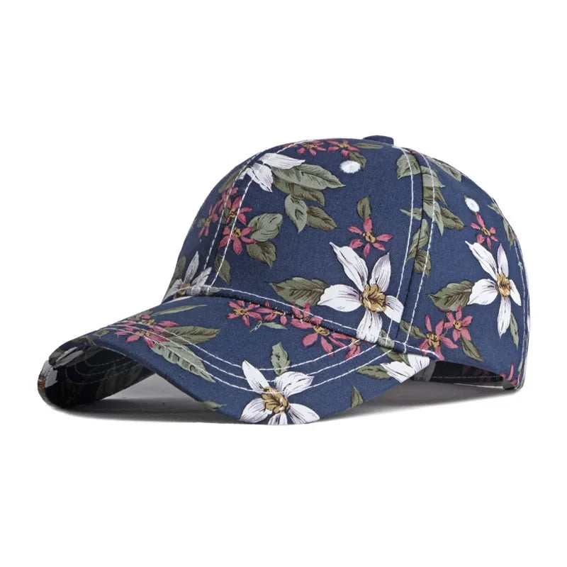 Casquette femme fleurie bleu foncé
