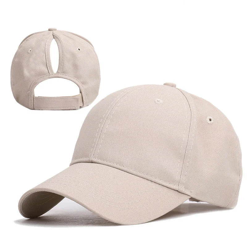 Casquette femme queue de cheval beige