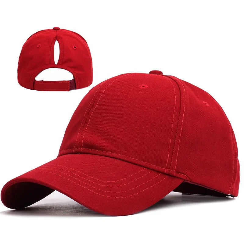 Casquette femme queue de cheval rouge