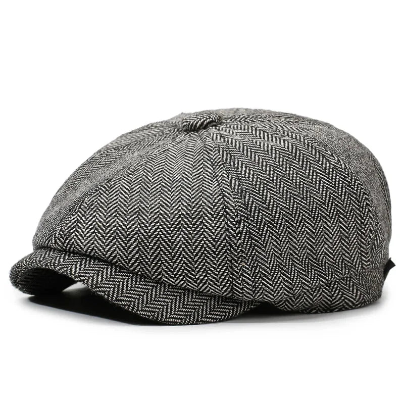Casquette gavroche tweed gris