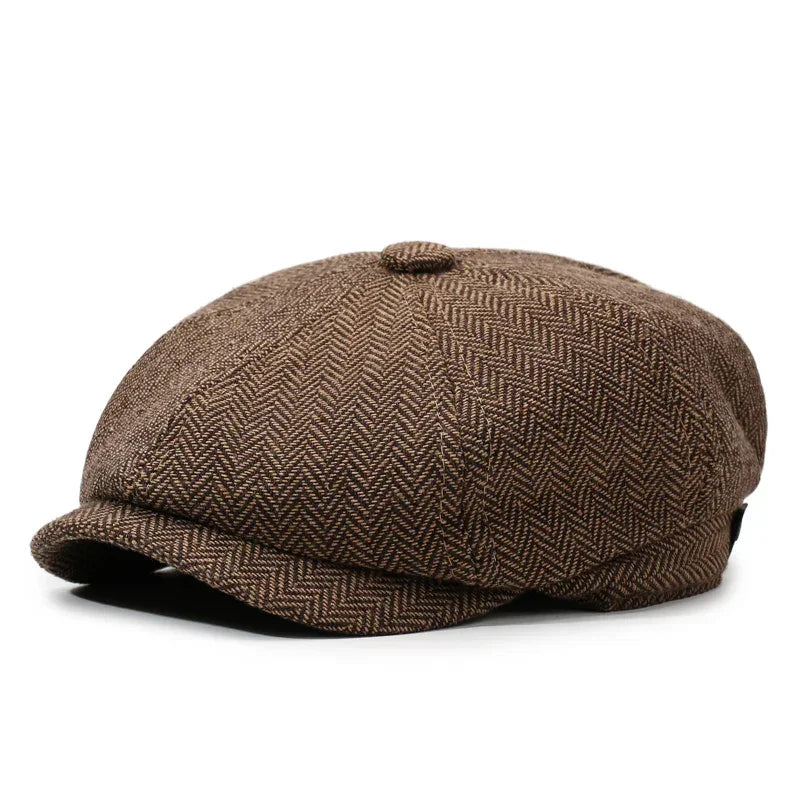Casquette gavroche tweed marron