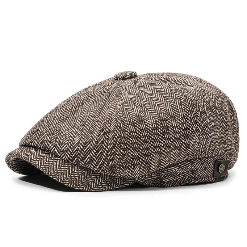 Casquette gavroche tweed marron clair
