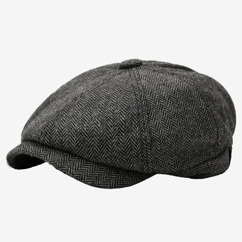 Casquette gavroche tweed noir