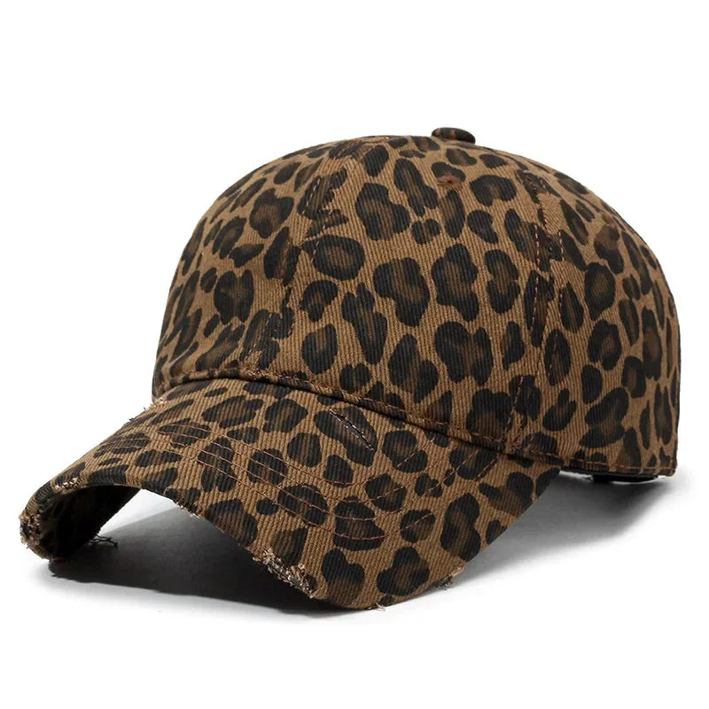 Casquette léopard marron foncé