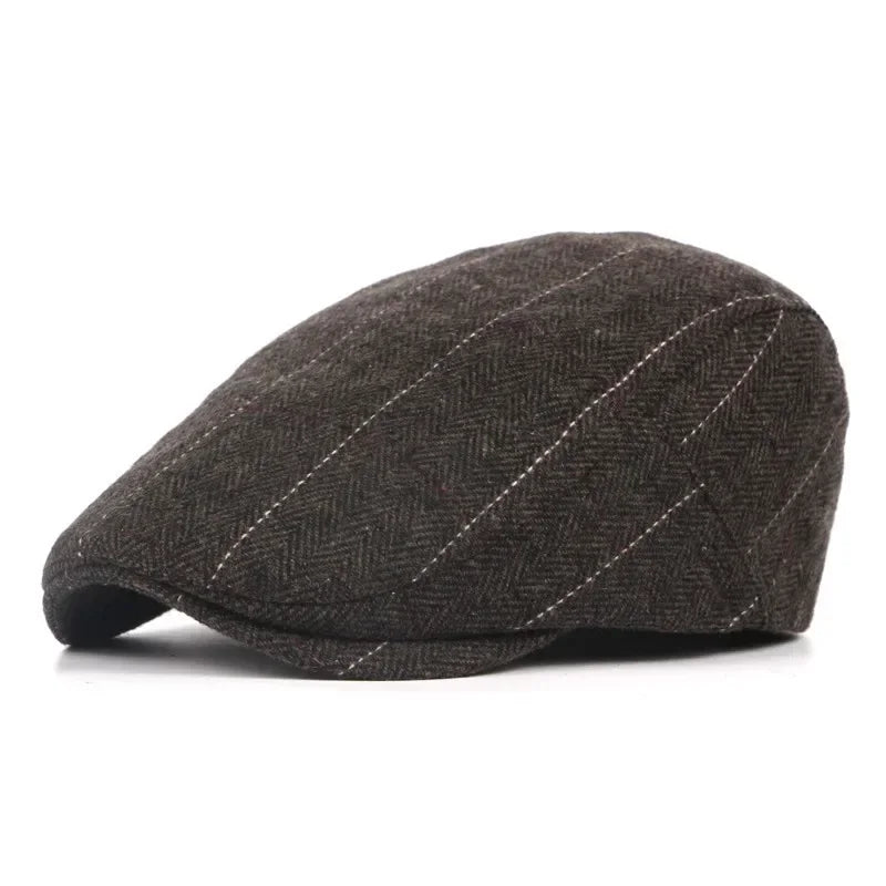 Casquette plate d’hiver pour homme marron foncé