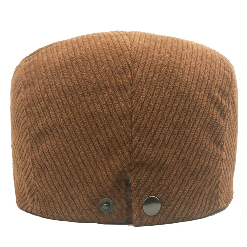 Casquette plate en velours côtelé