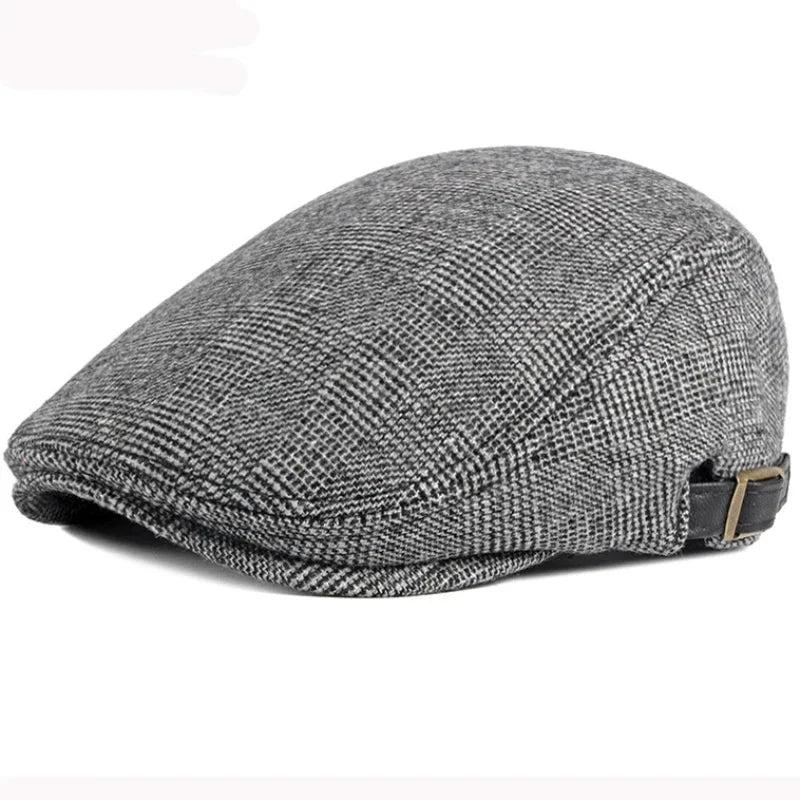 Casquette plate homme à chevrons gris clair