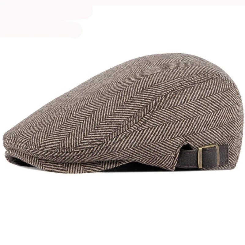Casquette plate homme à chevrons marron