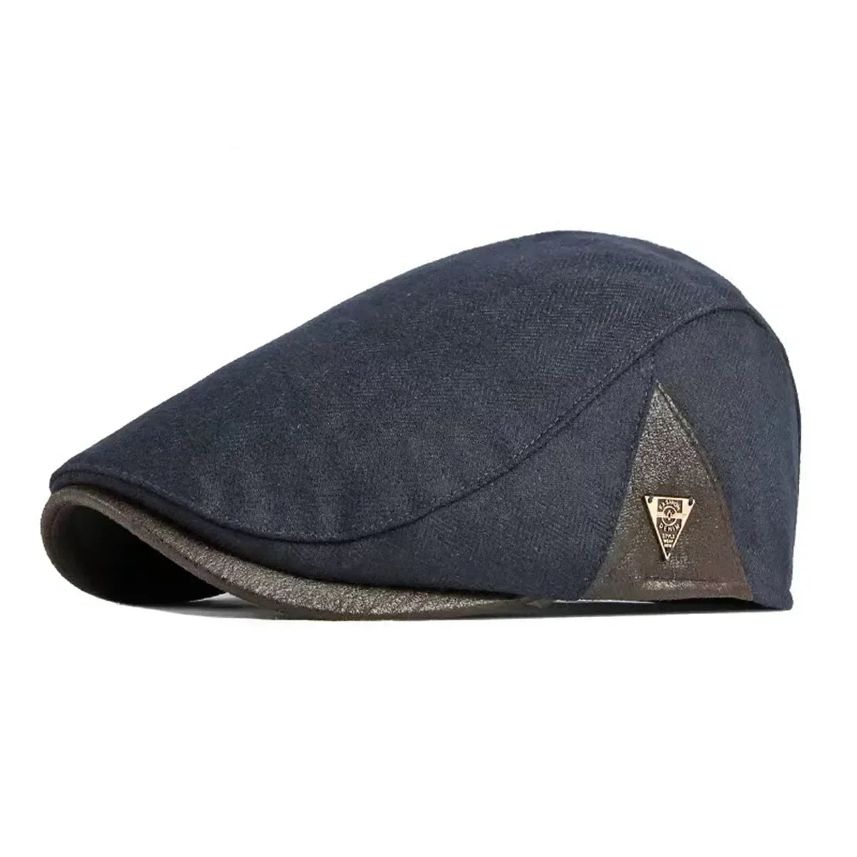 Casquette plate homme en tweed bleu marine