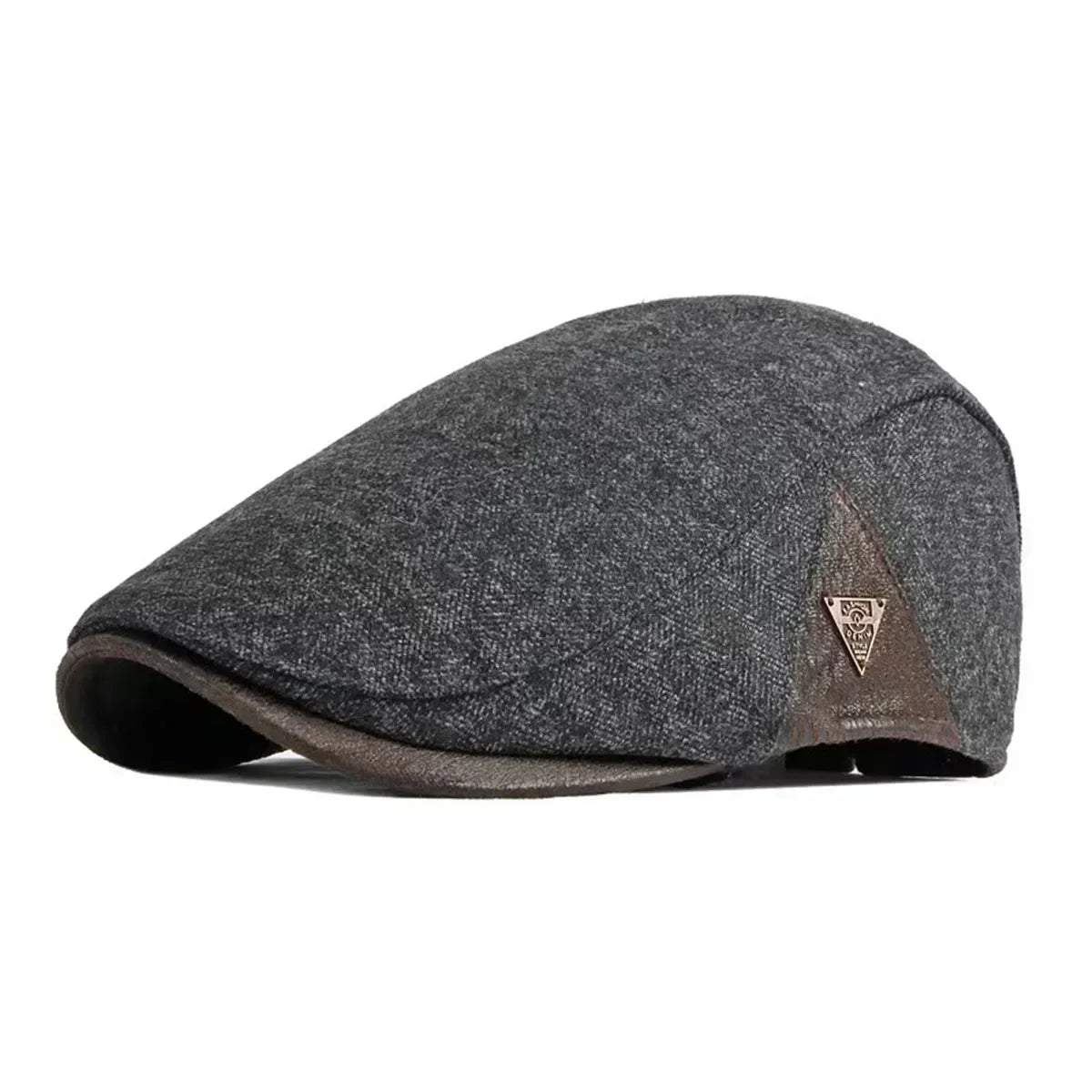 Casquette plate homme en tweed gris anthracite