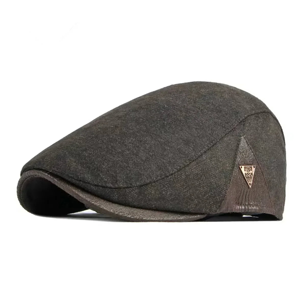 Casquette plate homme en tweed marron