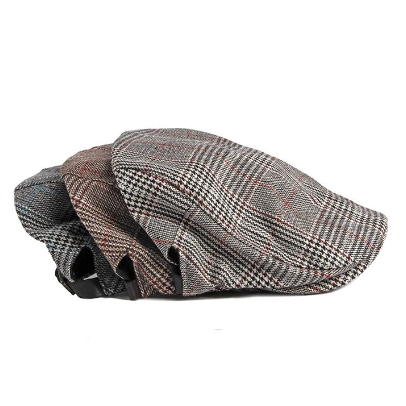 Casquette plate prince de galles en coton