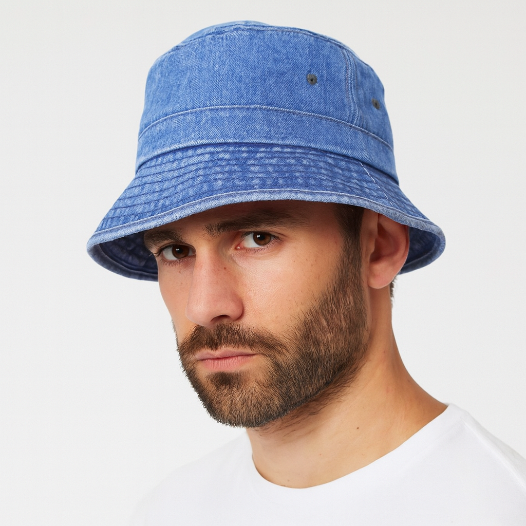 chapeau bob en jean bleu