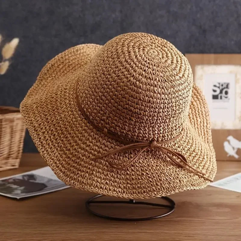 Chapeau de plage crochet marron