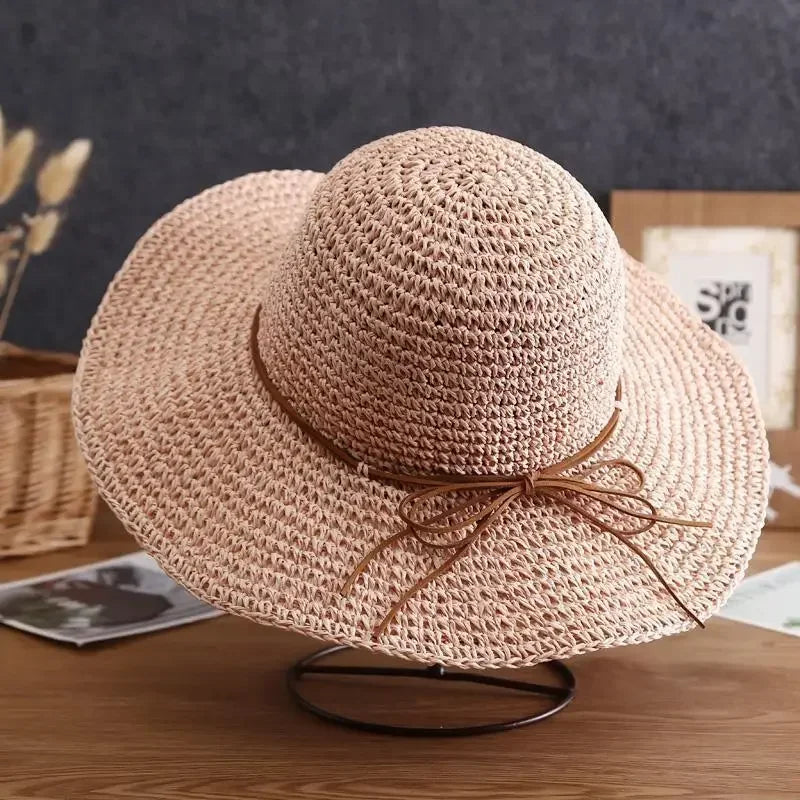 Chapeau de plage crochet rose