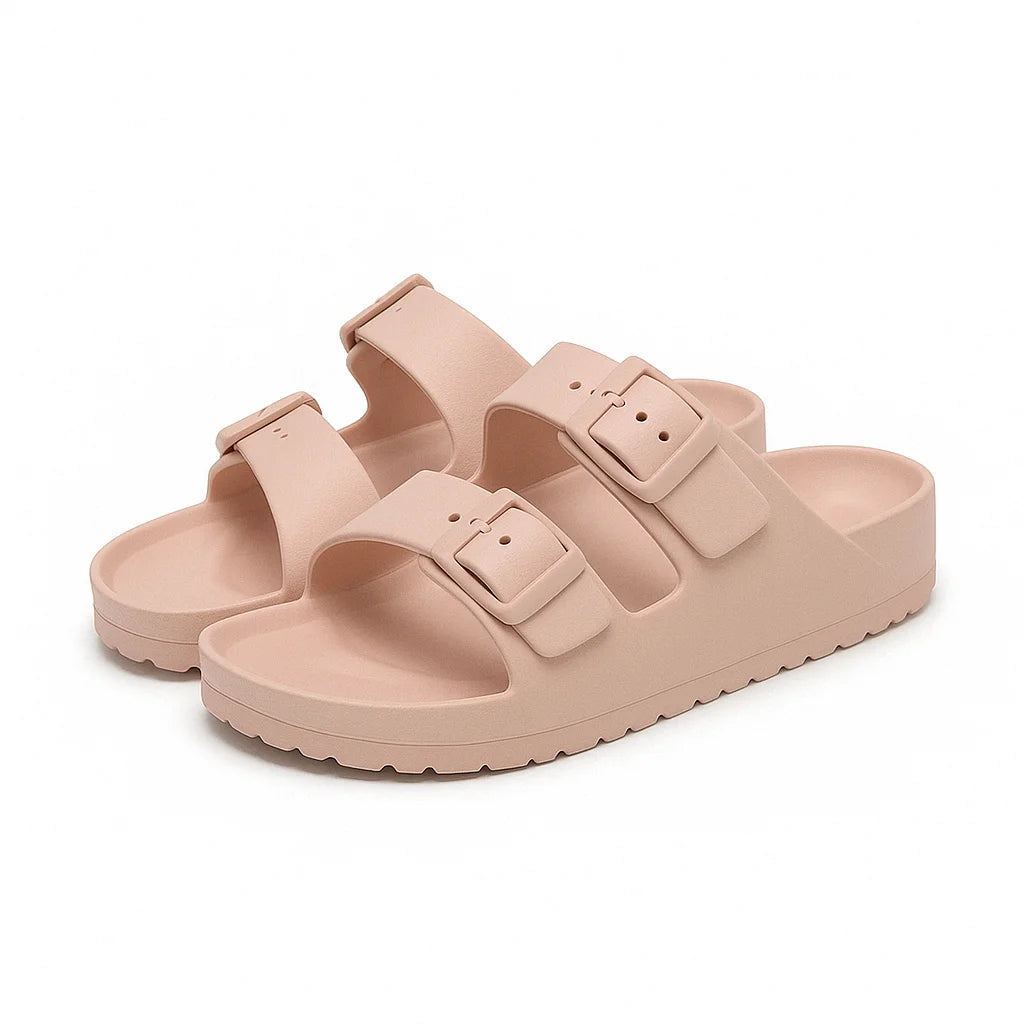 Claquettes à boucles rose / 36