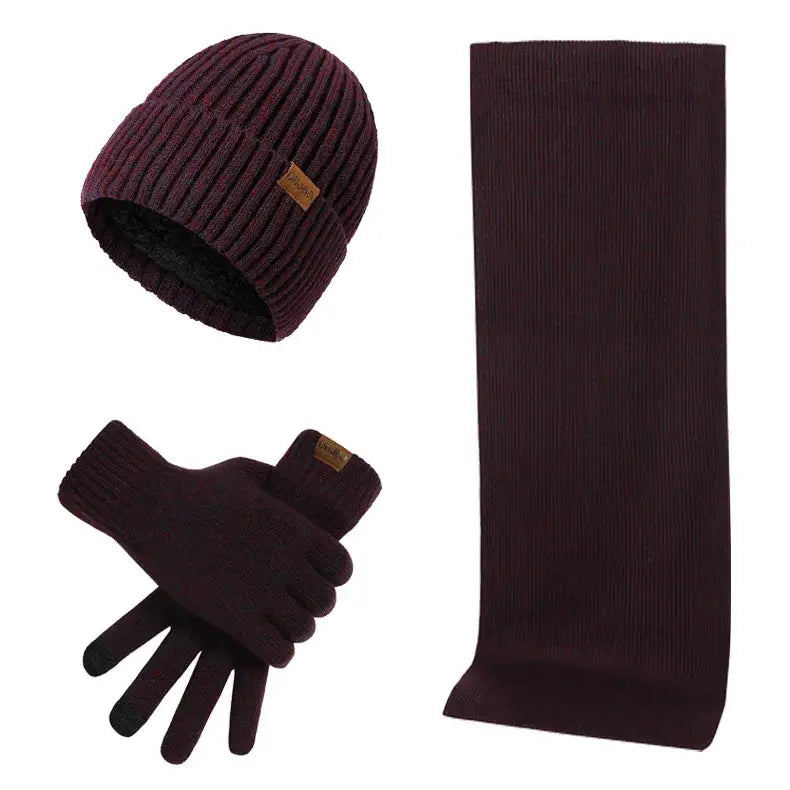 Écharpe et bonnet pour homme bordeaux