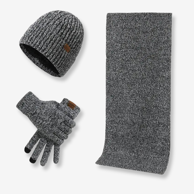 Écharpe et bonnet pour homme gris