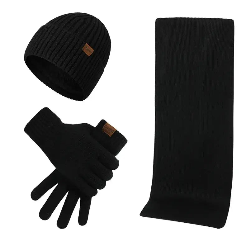 Écharpe et bonnet pour homme noir