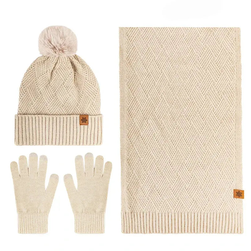 Ensemble bonnet écharpe femme chic beige