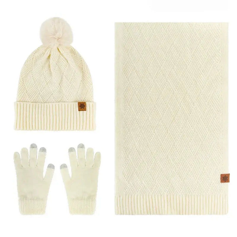 Ensemble bonnet écharpe femme chic crème