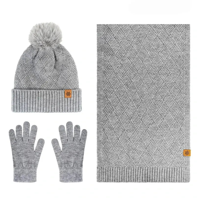 Ensemble bonnet écharpe femme chic gris
