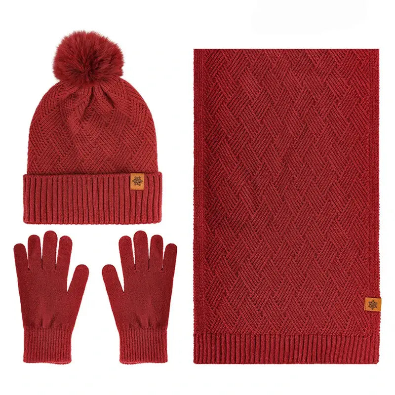 Ensemble bonnet écharpe femme chic rouge