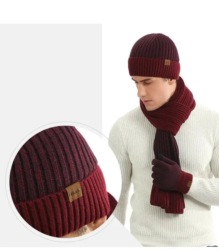 Ensemble bonnet écharpe homme