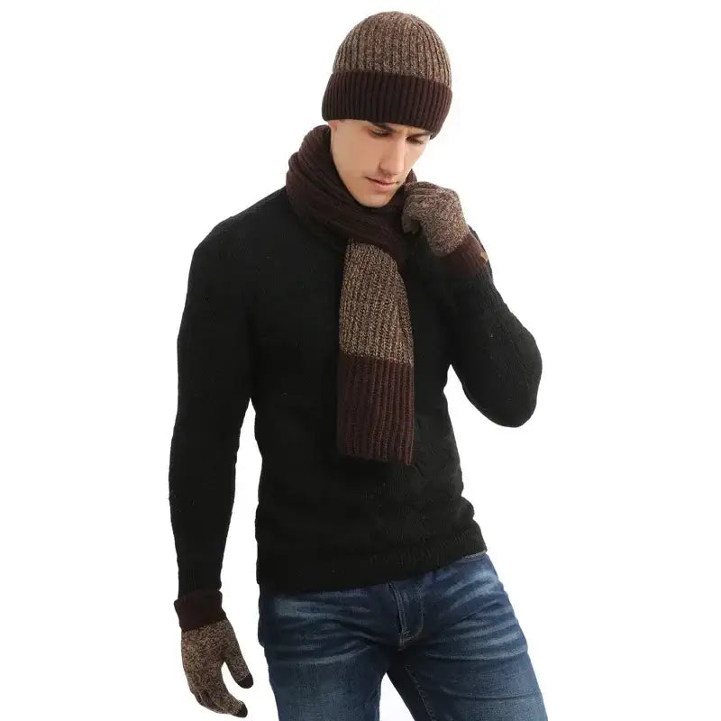 Ensemble bonnet écharpe homme