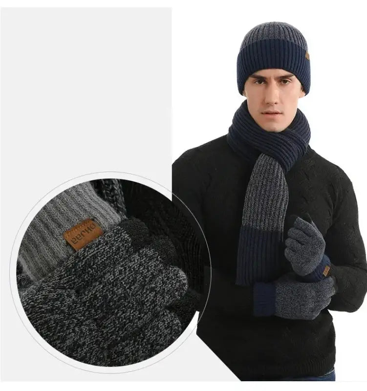 Ensemble bonnet écharpe homme