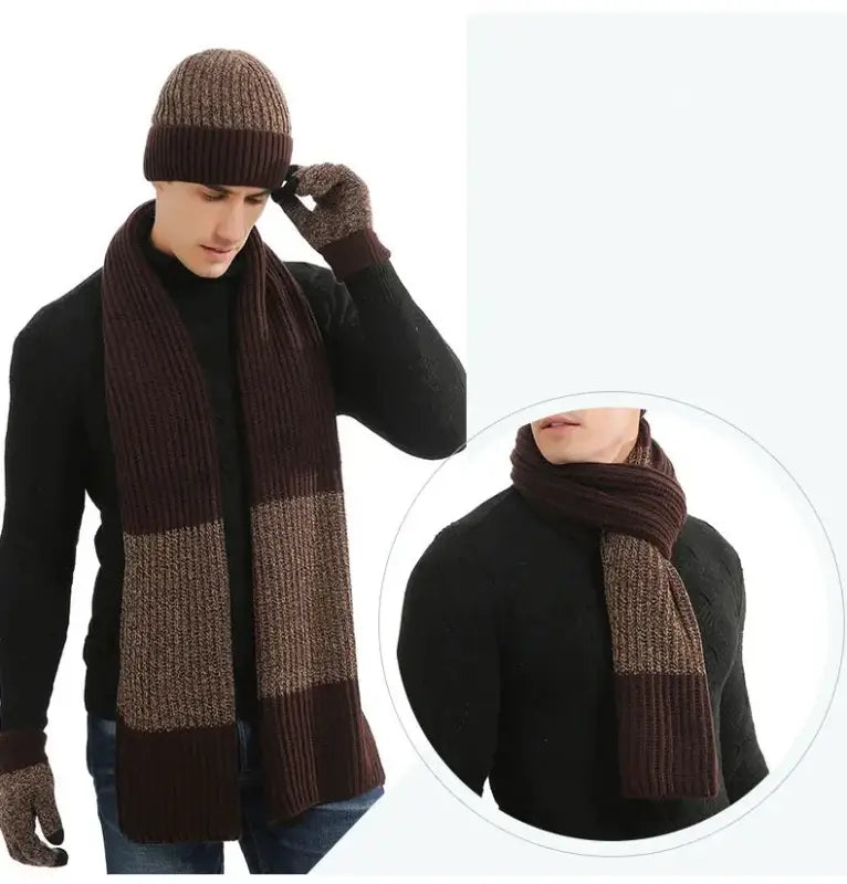 Ensemble bonnet écharpe homme