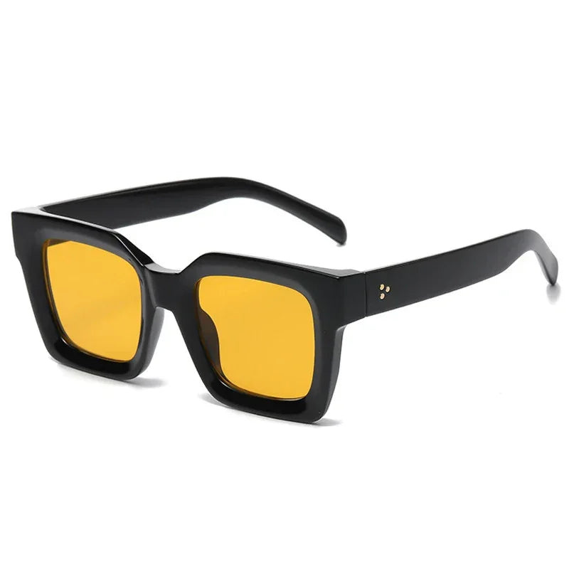 Lunettes de soleil carrées à rivets jaune