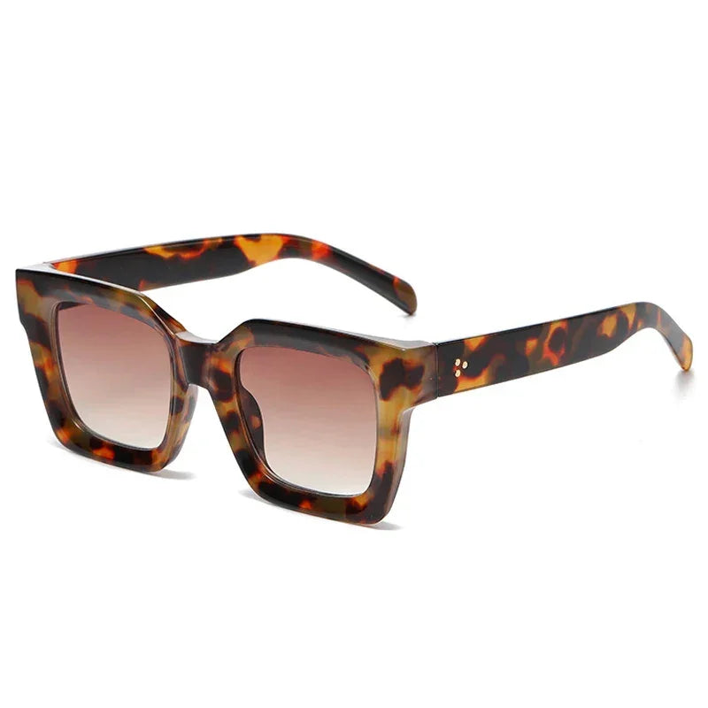 Lunettes de soleil carrées à rivets marron