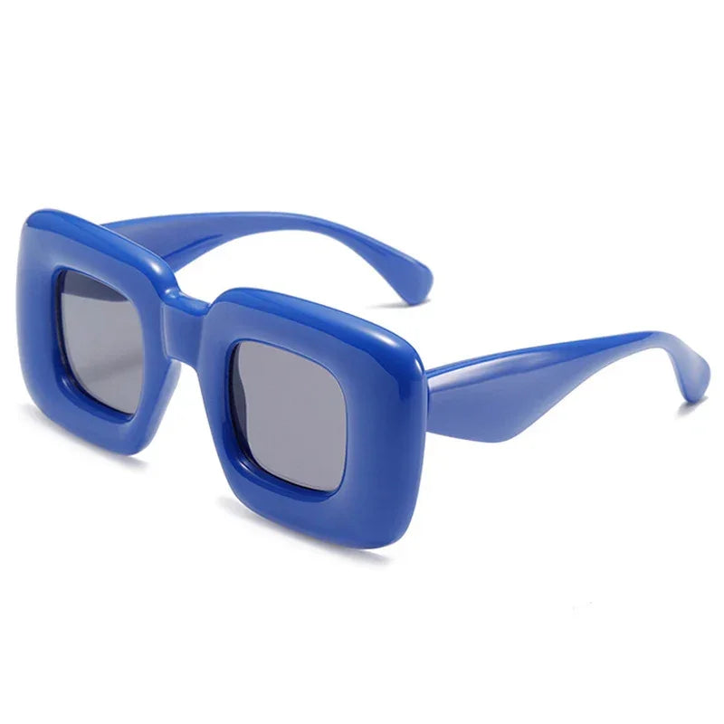 Lunettes de soleil carrées colorées bleu