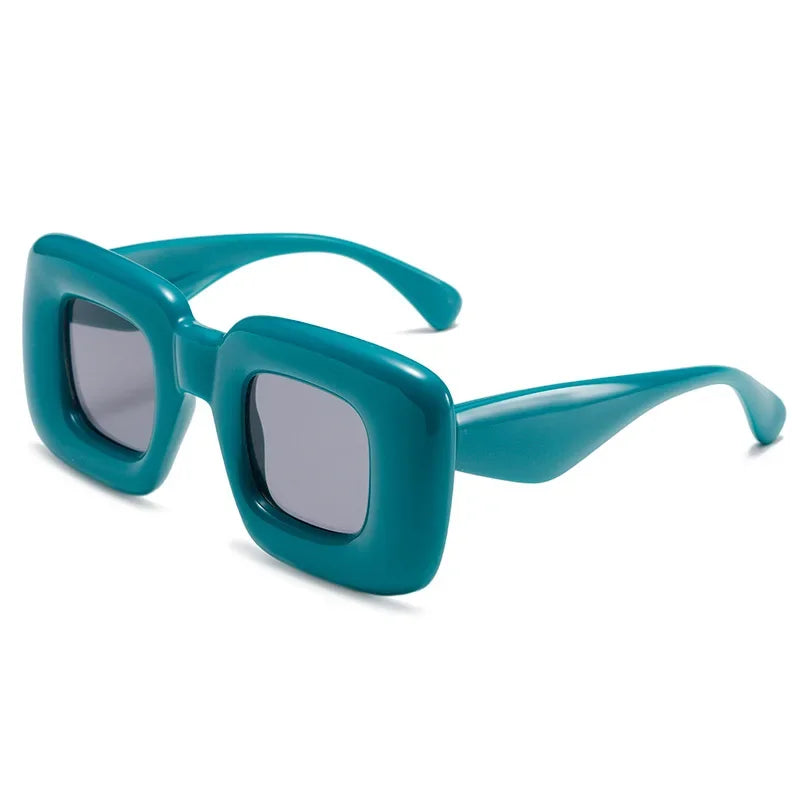 Lunettes de soleil carrées colorées bleu turquoise