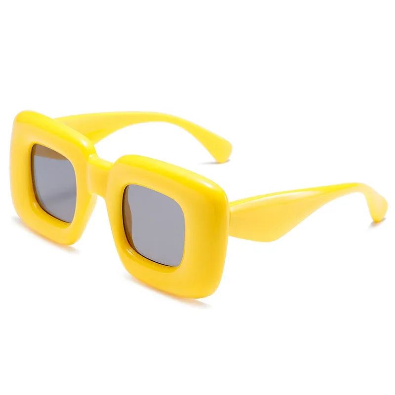 Lunettes de soleil carrées colorées jaune