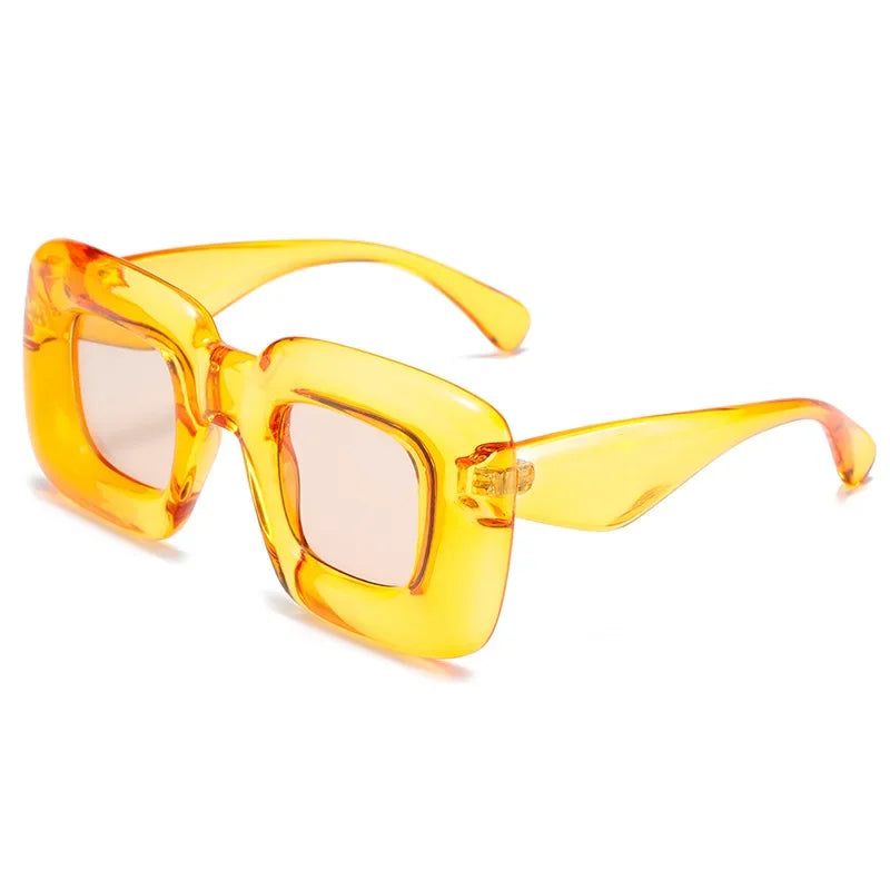 Lunettes de soleil carrées colorées jaune transparent