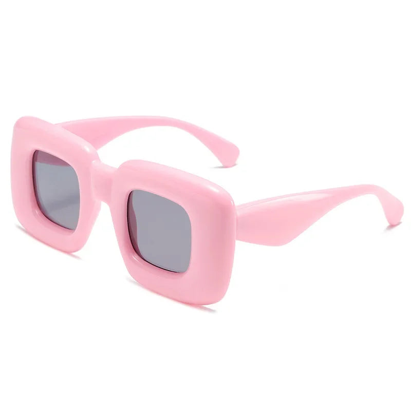 Lunettes de soleil carrées colorées rose