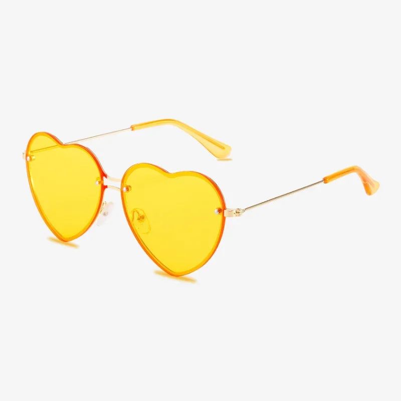 Lunettes de soleil coeur jaune