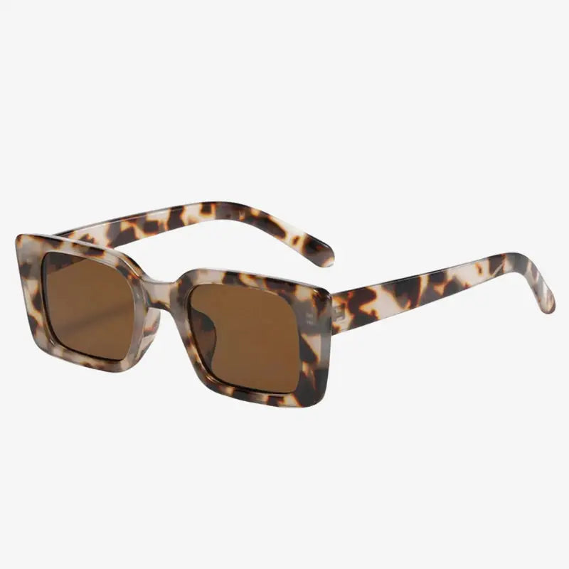 Lunettes de soleil femme rectangulaires léopard gris