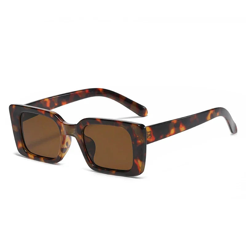 Lunettes de soleil femme rectangulaires léopard marron