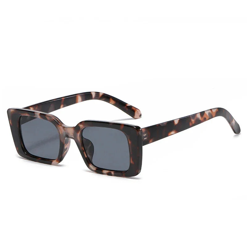 Lunettes de soleil femme rectangulaires léopard noir