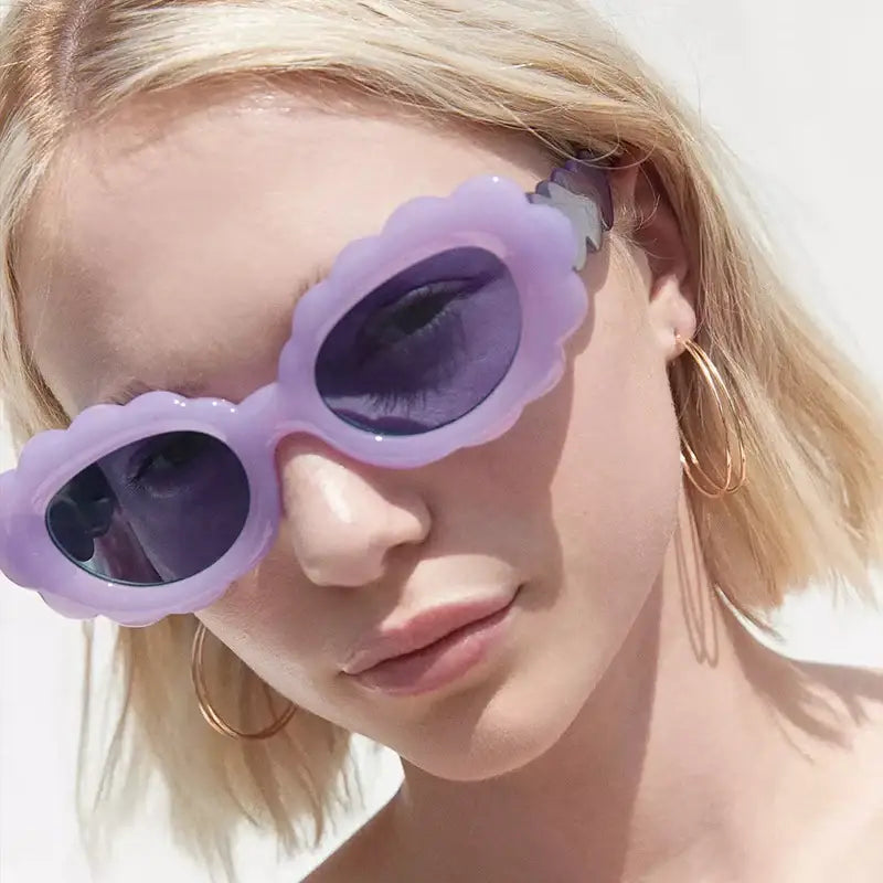 Lunettes de soleil fleuries ovales