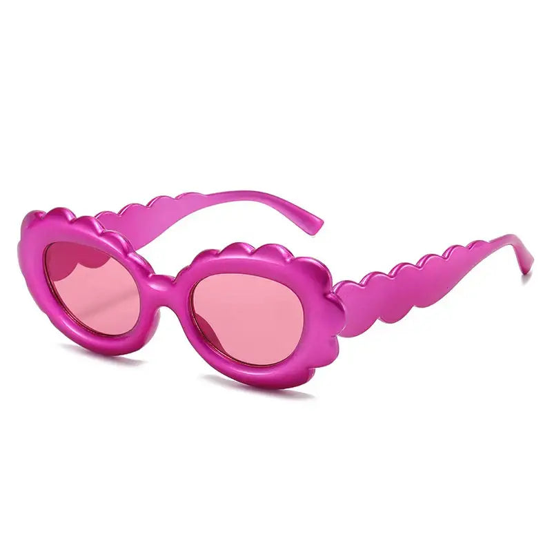 Lunettes de soleil fleuries ovales fushia