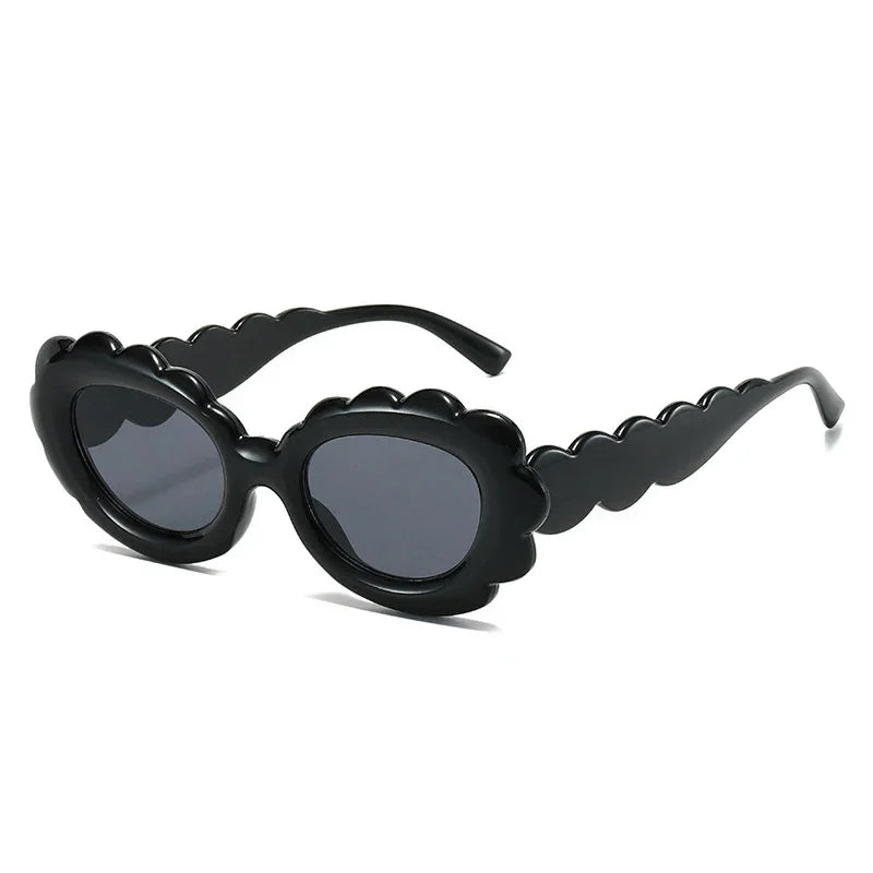 Lunettes de soleil fleuries ovales noir