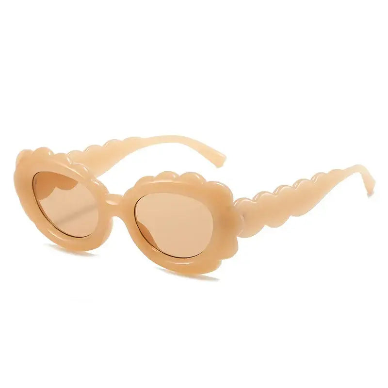 Lunettes de soleil fleuries ovales orange