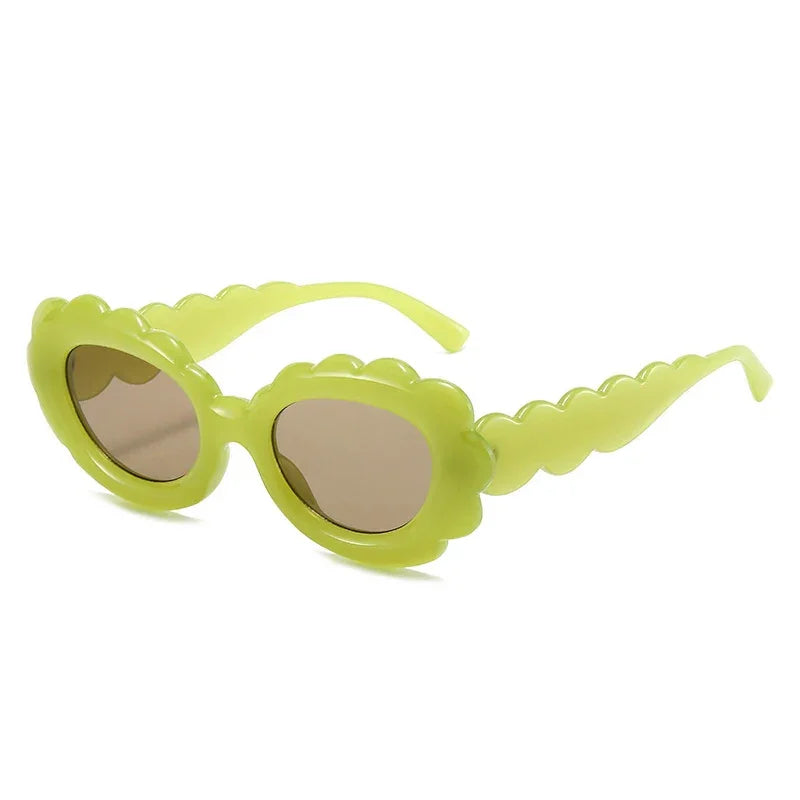Lunettes de soleil fleuries ovales vert