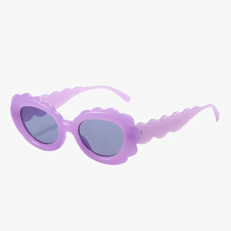 Lunettes de soleil fleuries ovales violet