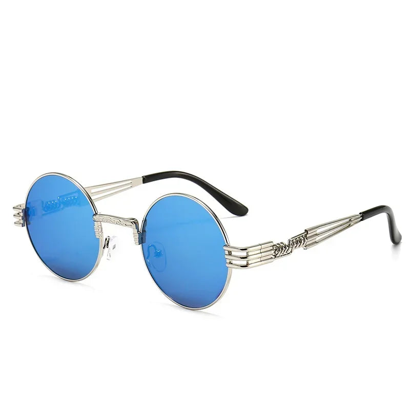 Lunettes de soleil homme rondes bleu ciel
